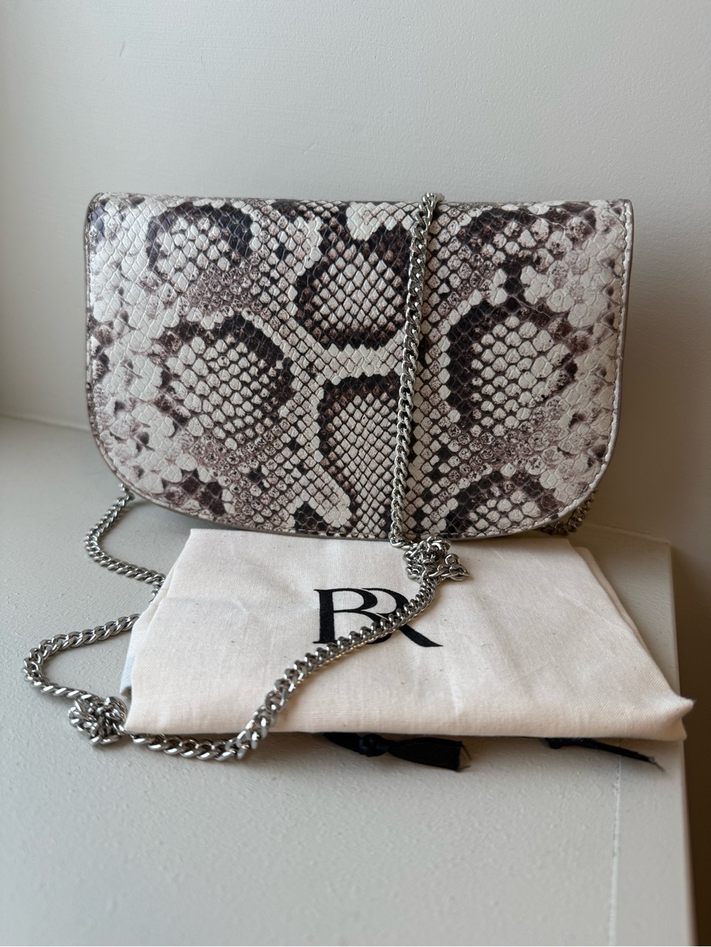 Banana Republic Python-Print Crossbody in Taupe and Cream